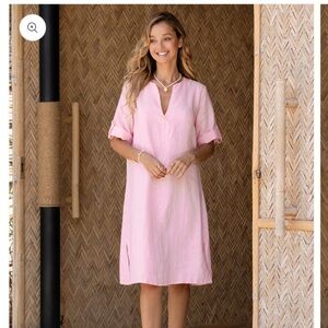 Nomad the Label Elyse French Linen Midi Dress Orchid Pink